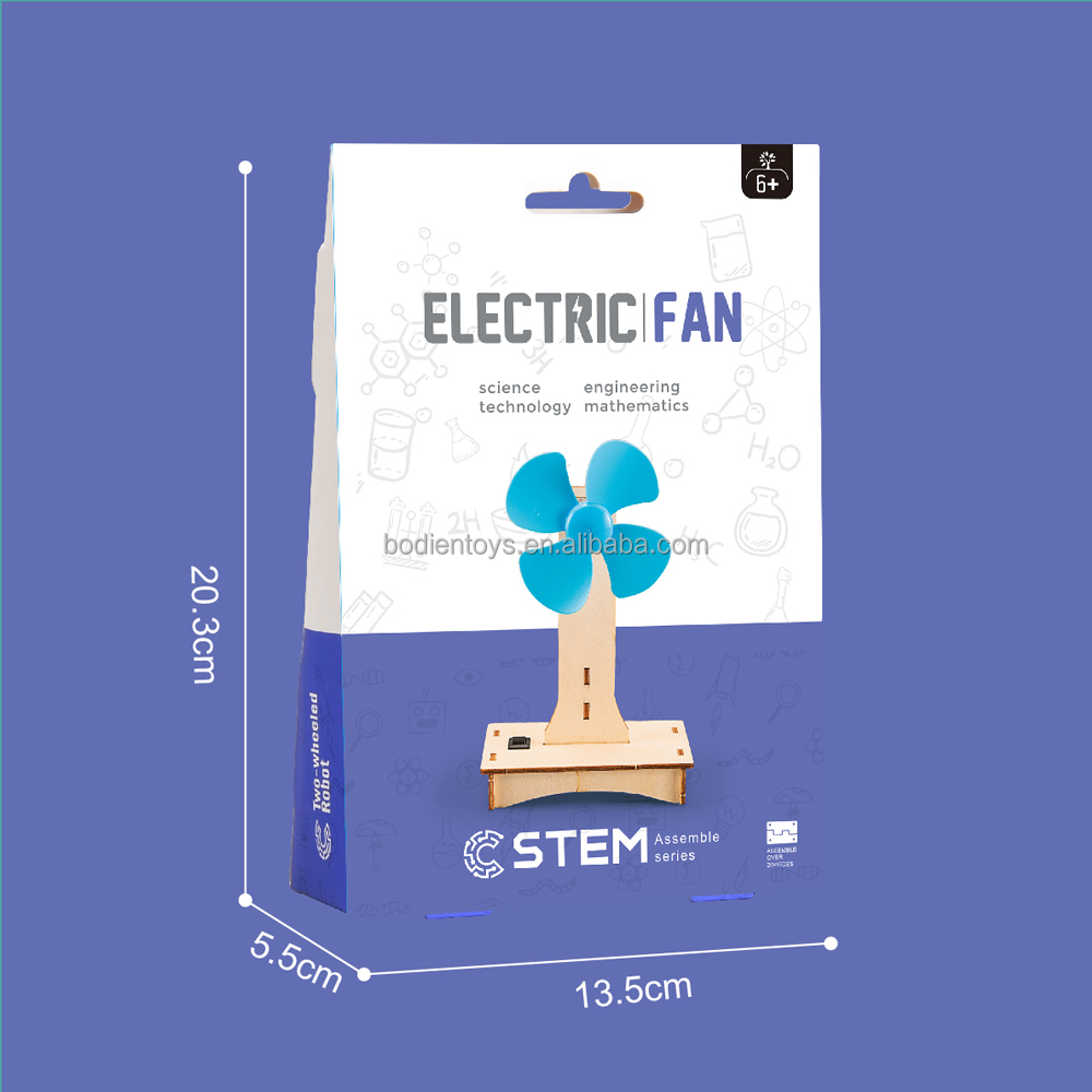 Hot Selling DIY Electric Fan Science Model Kit Wooden Puzzle Toys with Geometric Shape and AA Battery for Kids Educational Sets