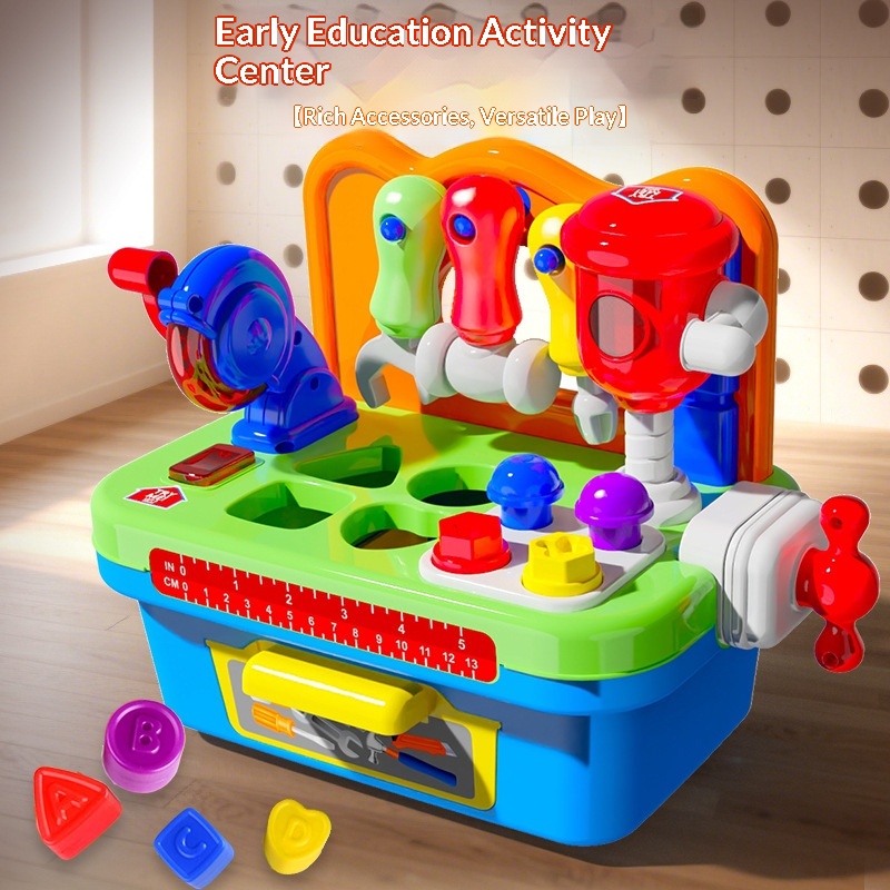 Children's Puzzle Electric Family Tool Table Candy Colored Simulation Electric Drill Disassembly and Assembly Set Toys for Kids