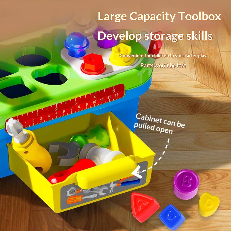 Children's Puzzle Electric Family Tool Table Candy Colored Simulation Electric Drill Disassembly and Assembly Set Toys for Kids