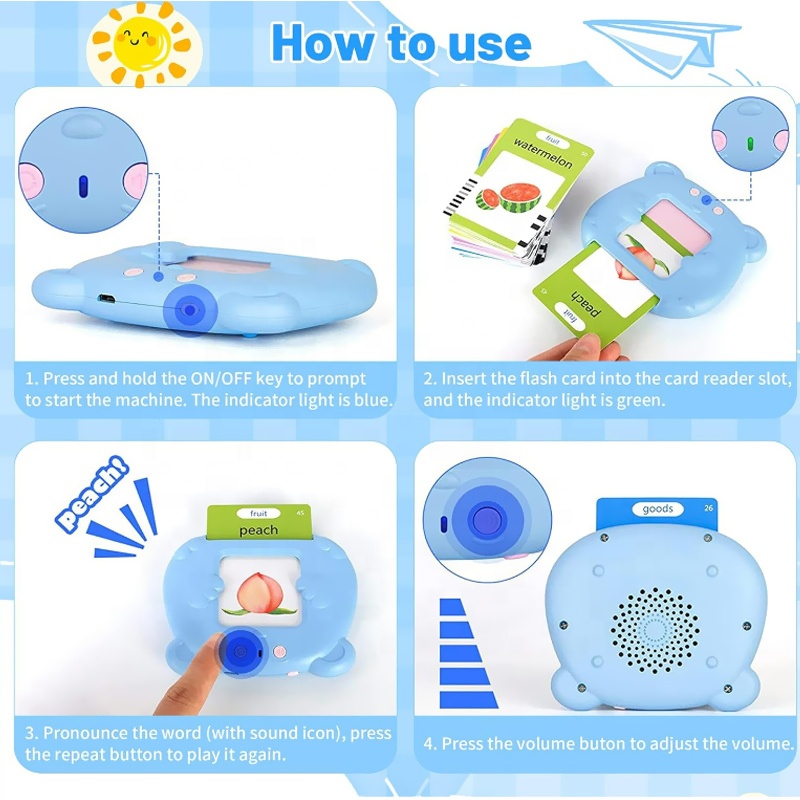 Samtoy Custom 112 Cards Baby Audible English Talking Flash Memory Cards Learning Toys Flash Cards Kids Educational