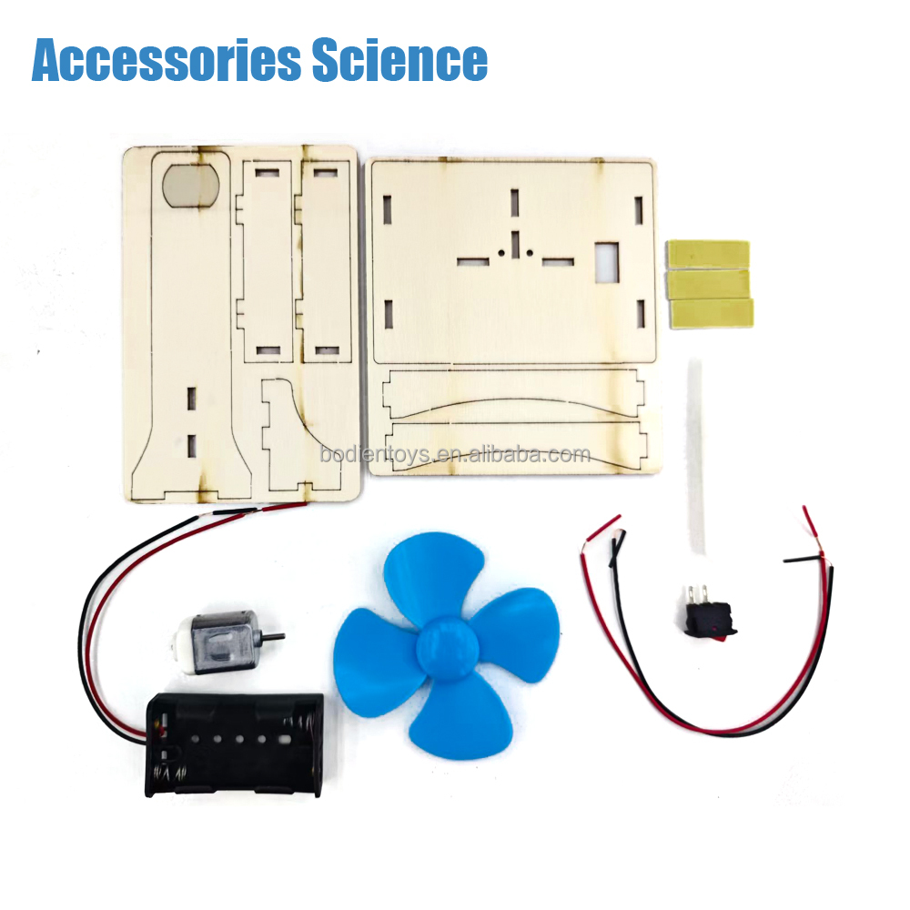 Hot Selling DIY Electric Fan Science Model Kit Wooden Puzzle Toys with Geometric Shape and AA Battery for Kids Educational Sets