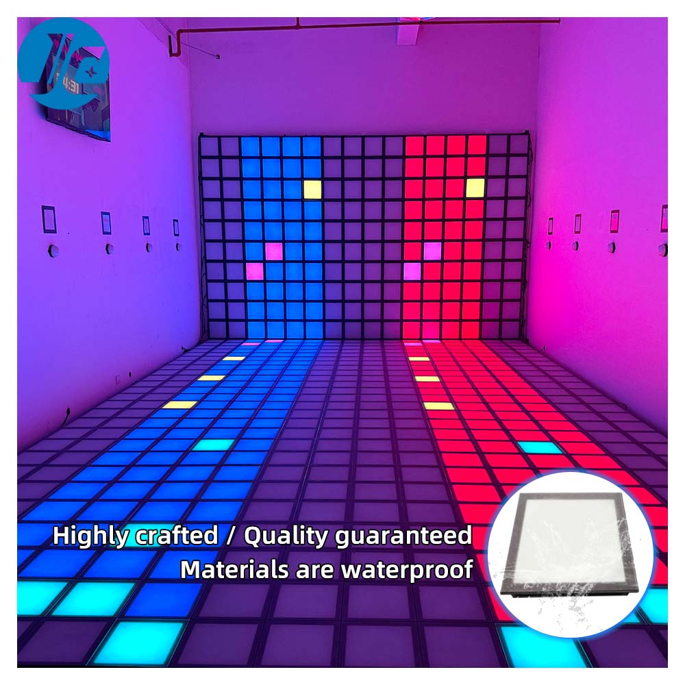 3D LED Floor Holographic Games Jump Over Virtual Lava Rivers Interactive LED Floor Tiles Mega Grid Activate Game