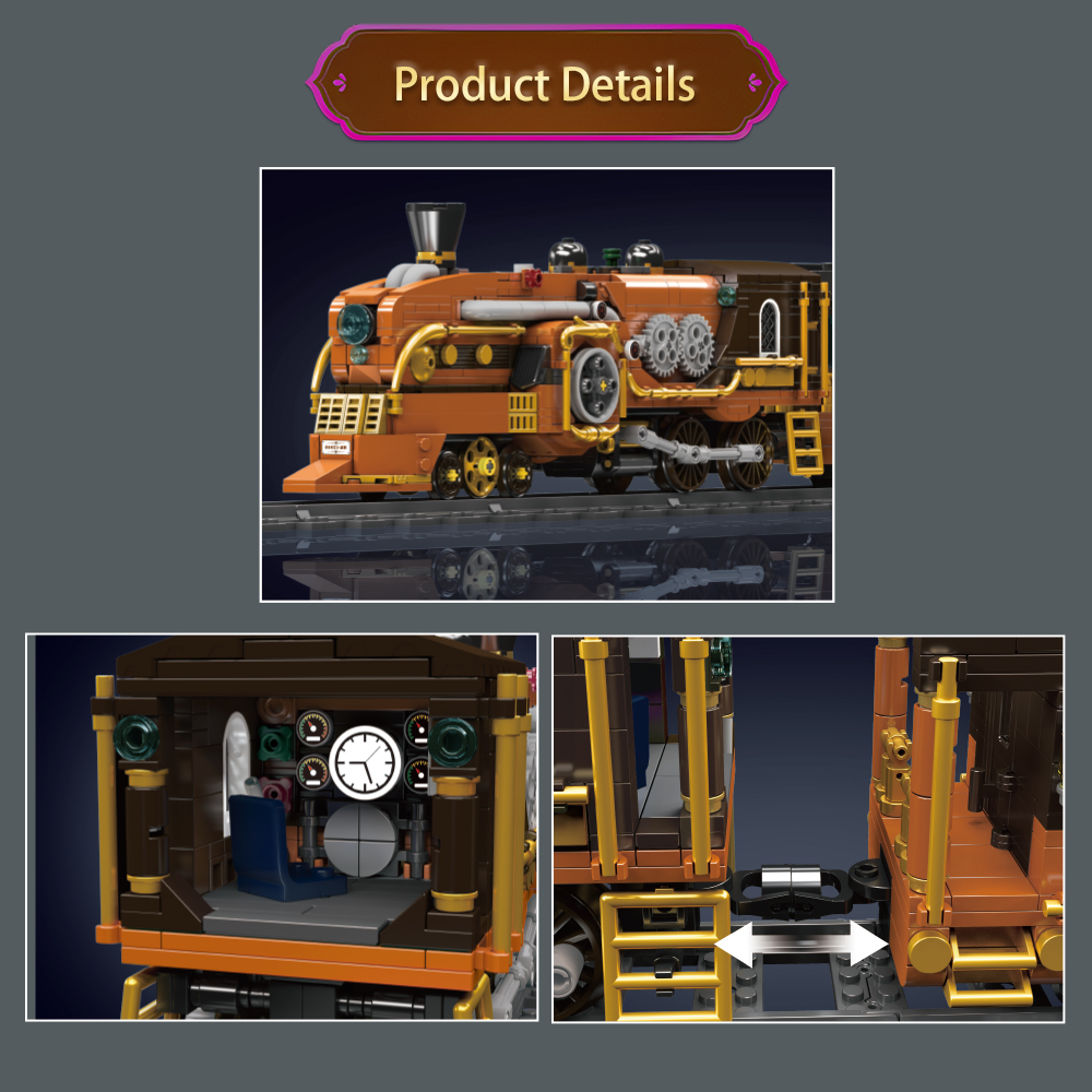 Mould King 12046 New Electric Steampunk Train Model MOC Toys Bricks Puzzle Toys for Children Christmas Gift Building Blocks Sets