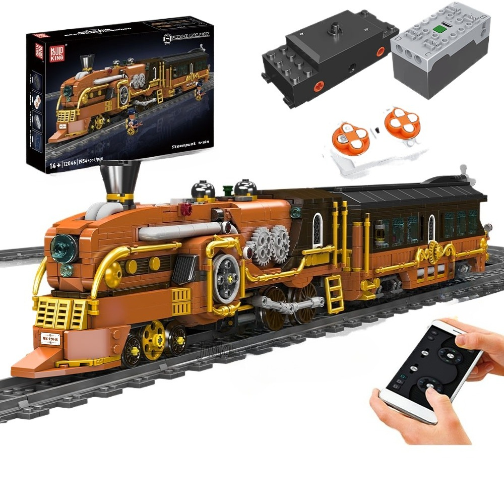 Mould King 12046 New Electric Steampunk Train Model MOC Toys Bricks Puzzle Toys for Children Christmas Gift Building Blocks Sets
