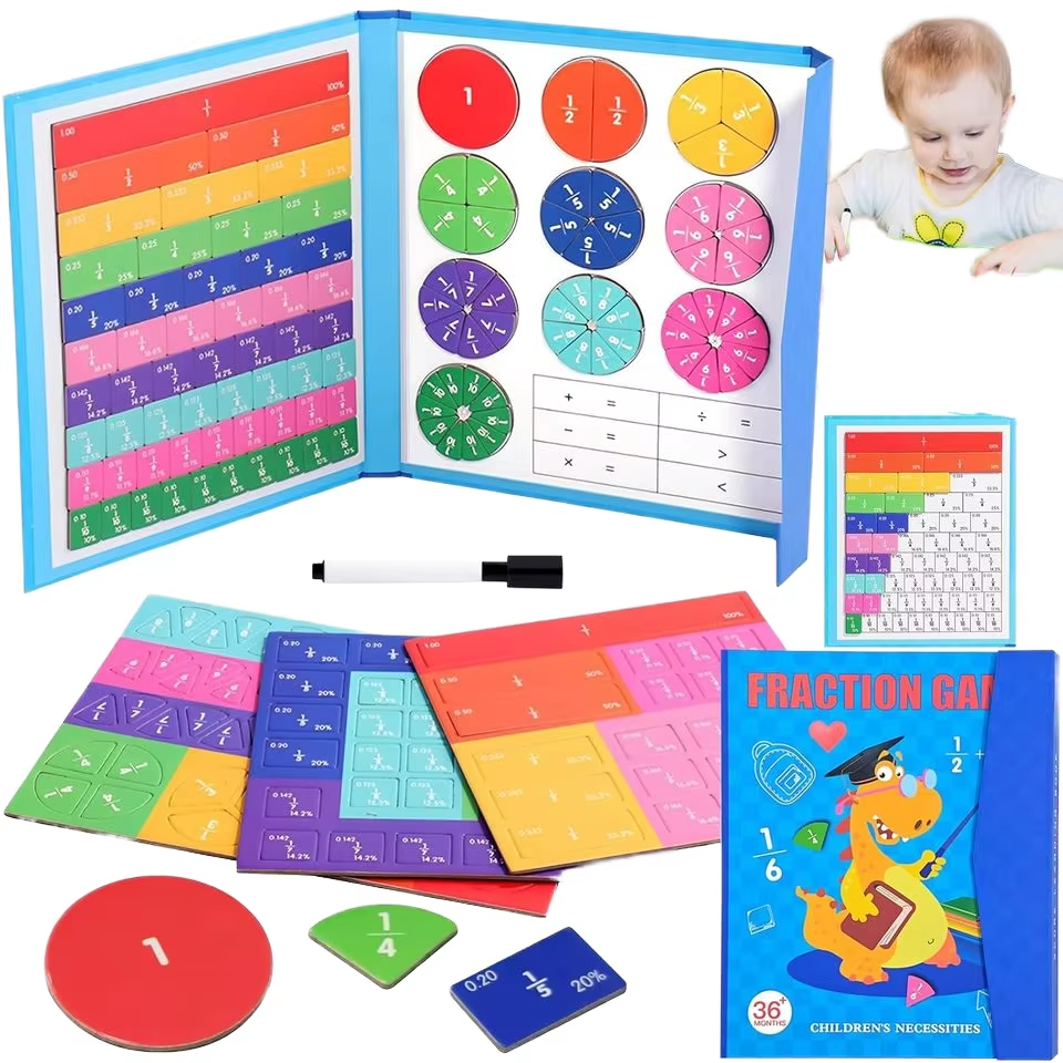 Interactive Home School Math Material Magnetic Fraction Tiles Set for Kids