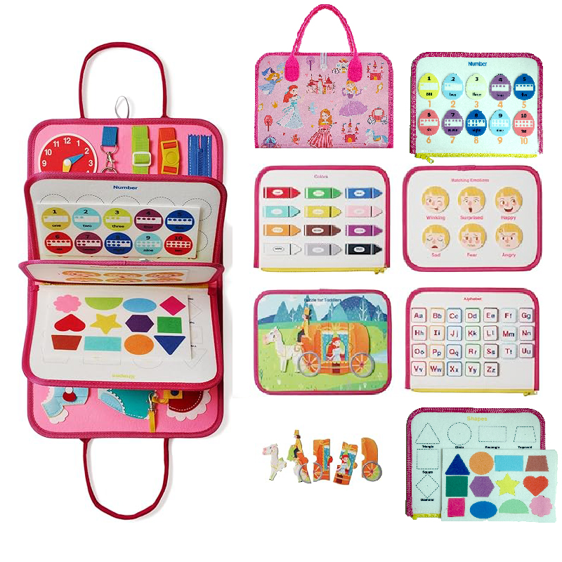 Hot Selling New Travel Portable Early Childhood Puzzle Learning Board Montessori Teaching Tool Felt Busy Board