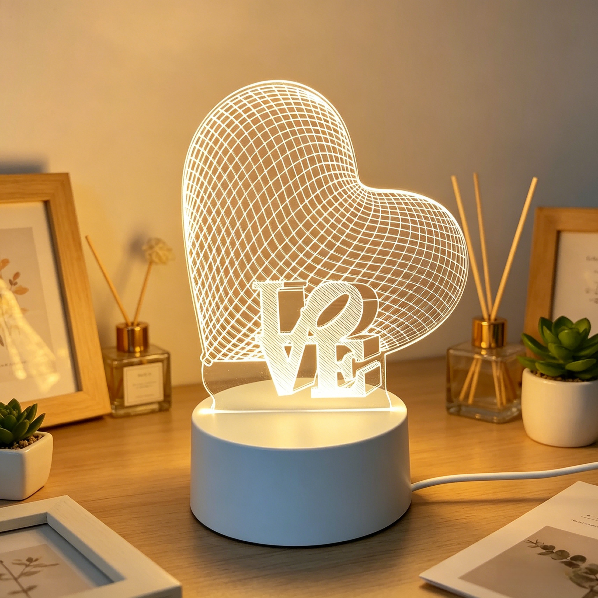 Customized Pattern Teddy Bear Lover Cute Anniversary 3D Illusion Lamp Night Light Festival Holiday Gift LEDTable Lamp