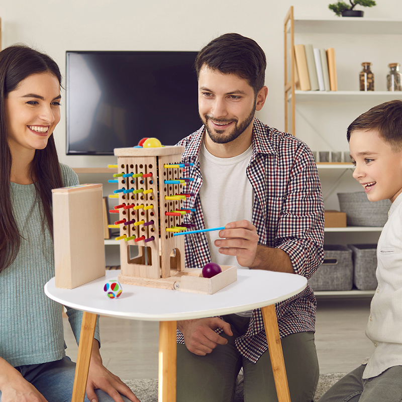 Wooden 3-in-1 Early Education Toy For Kids Color Recognition &amp; Fine Motor Skill Development Parent-Child Board Game