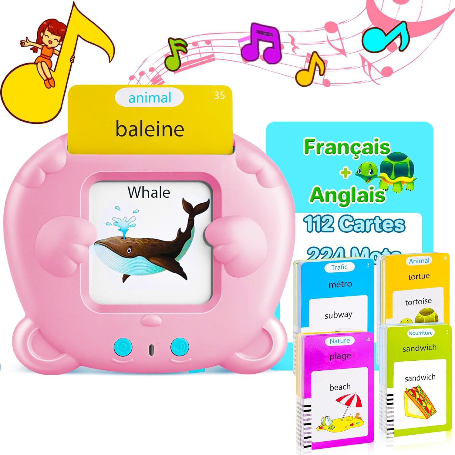 Arabic English French Spanish Talking Flash Card Early Education Machine Learning Toy Customized 112 Pcs Cards 224 Words