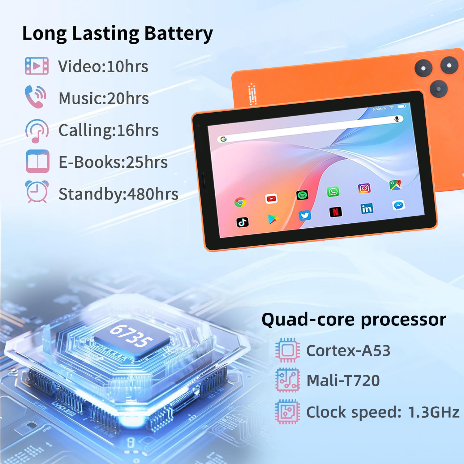 Learning Educational Video Playback Gaming Kids Tablet Wifi 1GB+16GB IPS Screen 9 Inch Android Tablet Pc