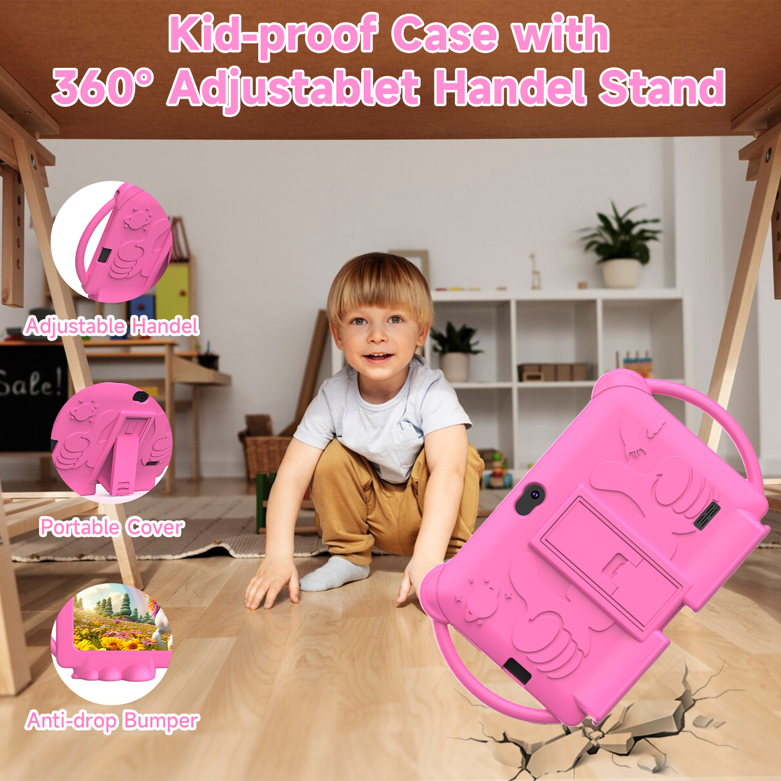7-Inch Wi-Fi Kids Tablet PC with 2+2+32GB Capacity for Educational