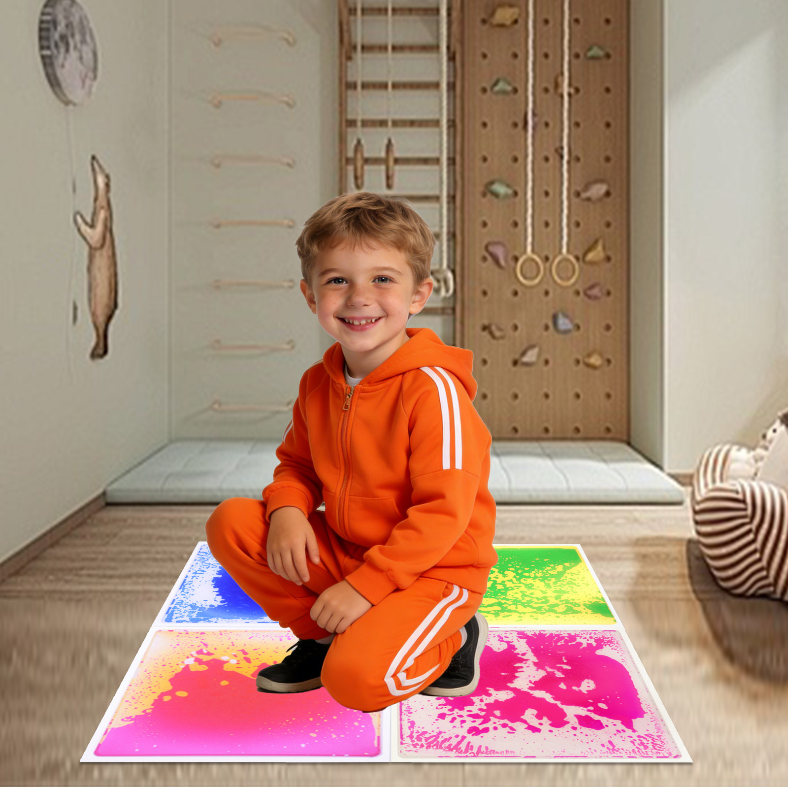 Sensory Tiles Liquid Vibrant Patterned Colorful Educational Toy For Kids 3-12 Years Visual Tactile Sensory Stimulation