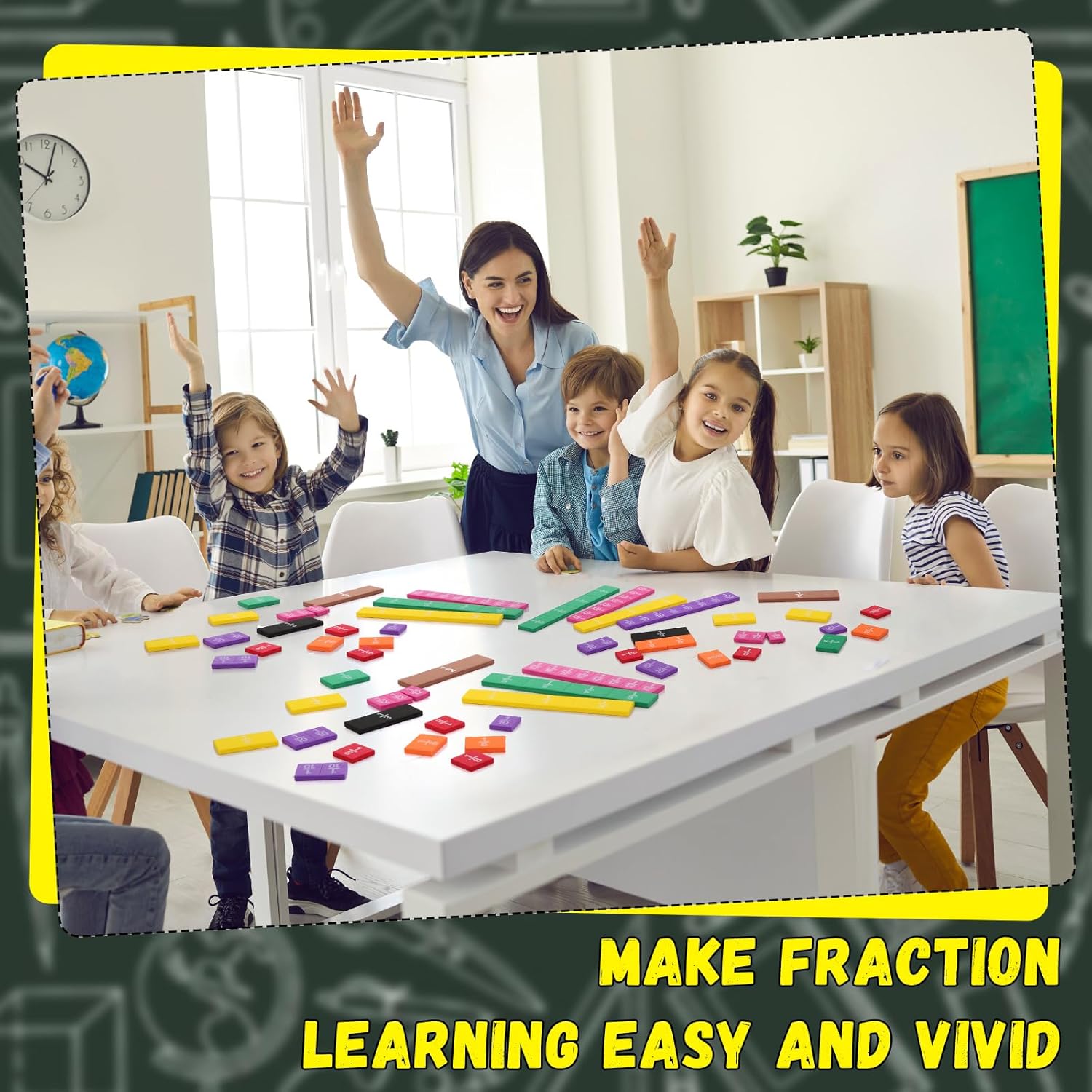 Wholesales Rainbow Tiles &amp; Circles Fraction Set Counting Montessori Math Toys mathematics teaching aids