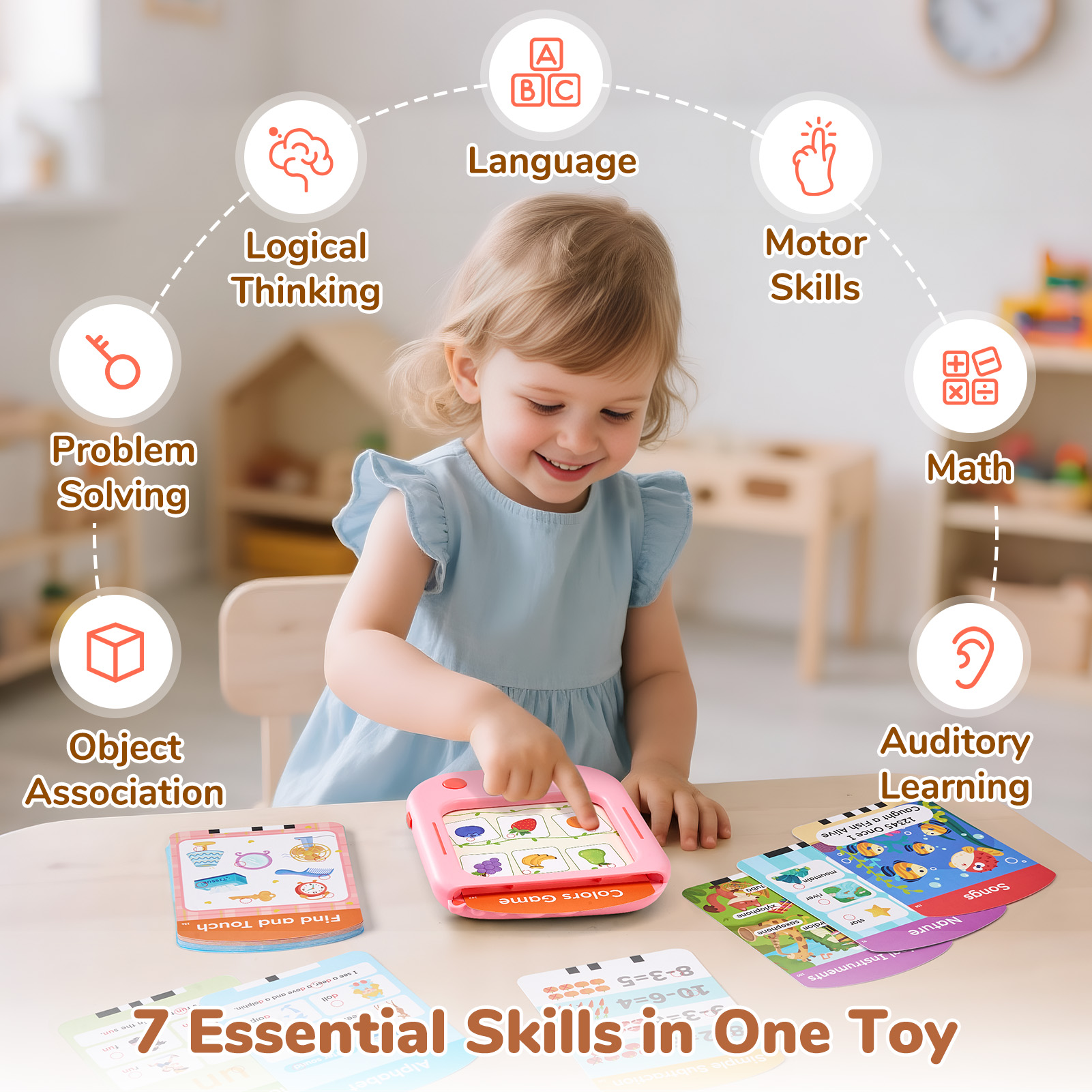 Joycat Educational Learning Toys for Kids Phonics Talking Flash Cards Electronic Audible Voice Preschool Words Early Education