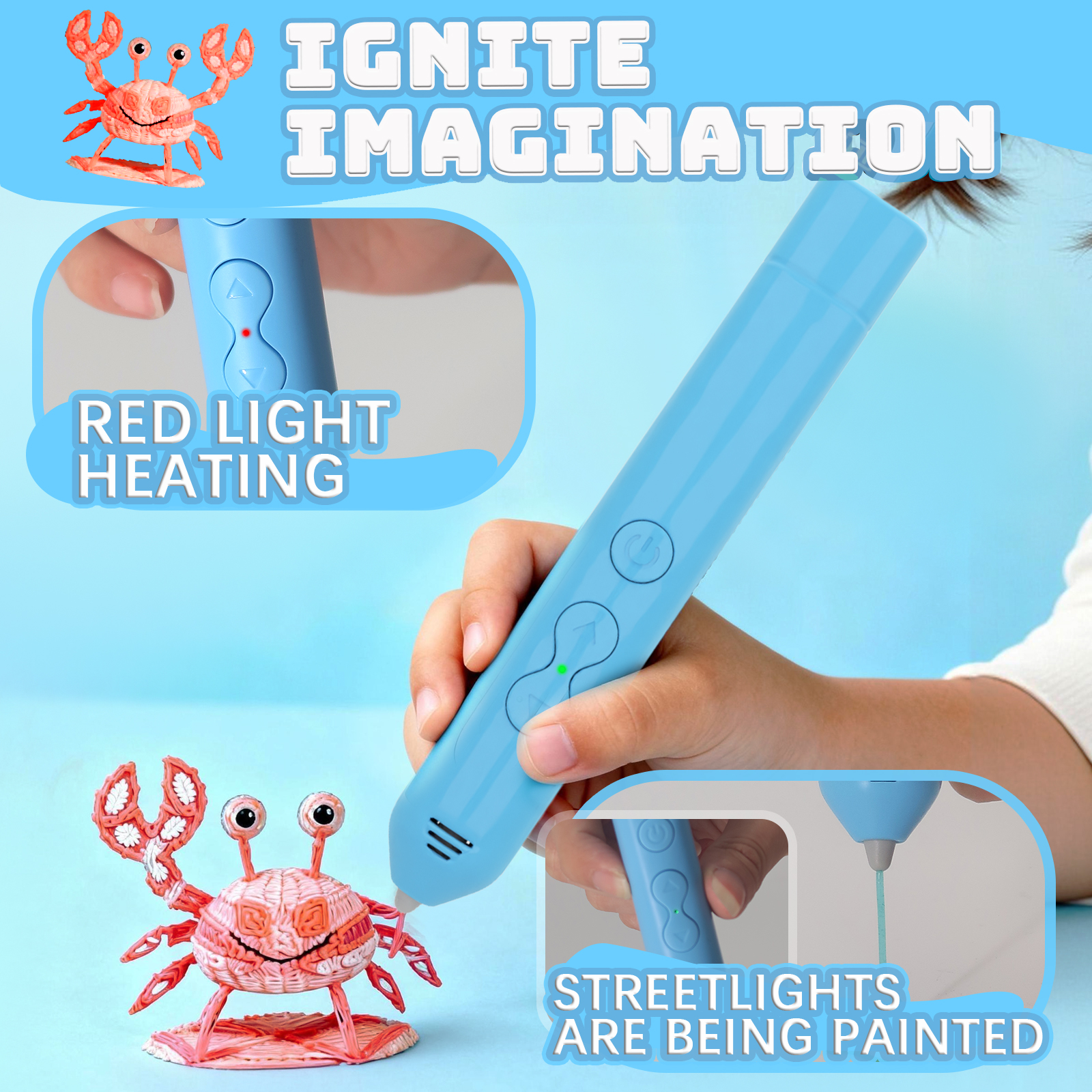 Safe Low Temperature 3D Pen for Kids USB Rechargeable Wireless PCL Filament with Drawing Templates STEM Educational Toy Gift