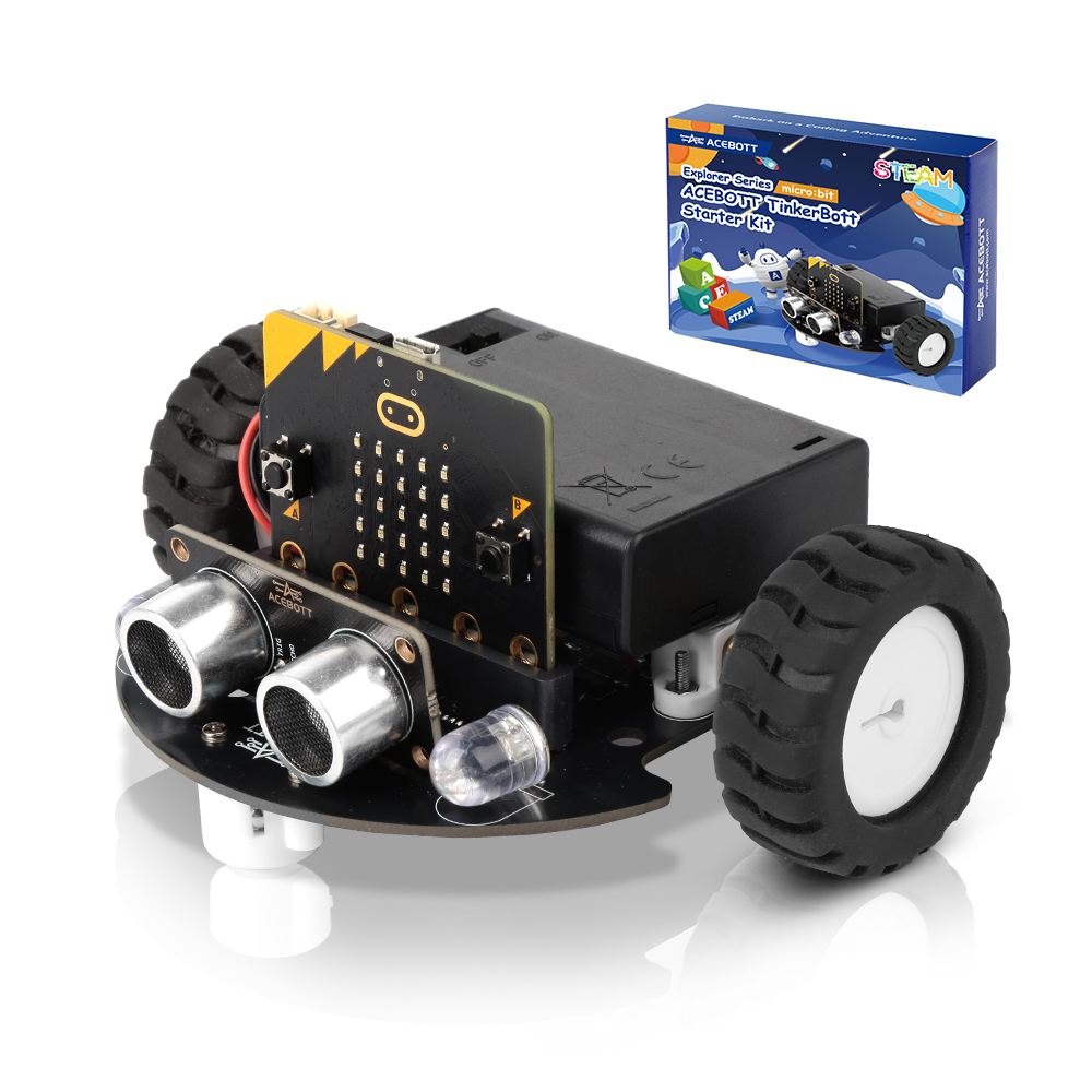 With Tutorial Children Kids DIY MakeCode Programming Coding Toy APP 2WD Stem Education Smart Microbit Robot Car Starter Kits Set