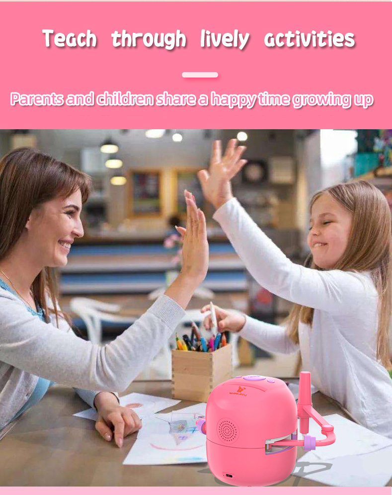 Fun Rabbit OEM Drawing Painting Robot Toy for Early Childhood Education with Music Rechargeable Battery ABC Plastic