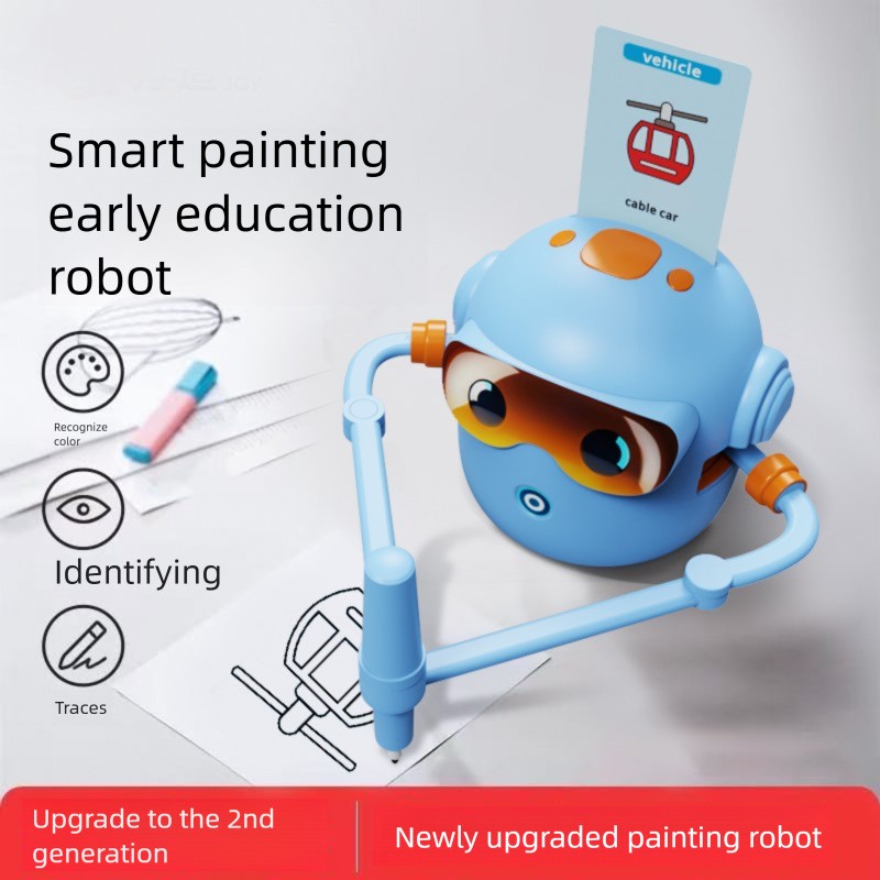 Smart Automatic Drawing Robot Toy with Magnetic Adsorption for 3-6 Year Old Children's Early Education ABS Material