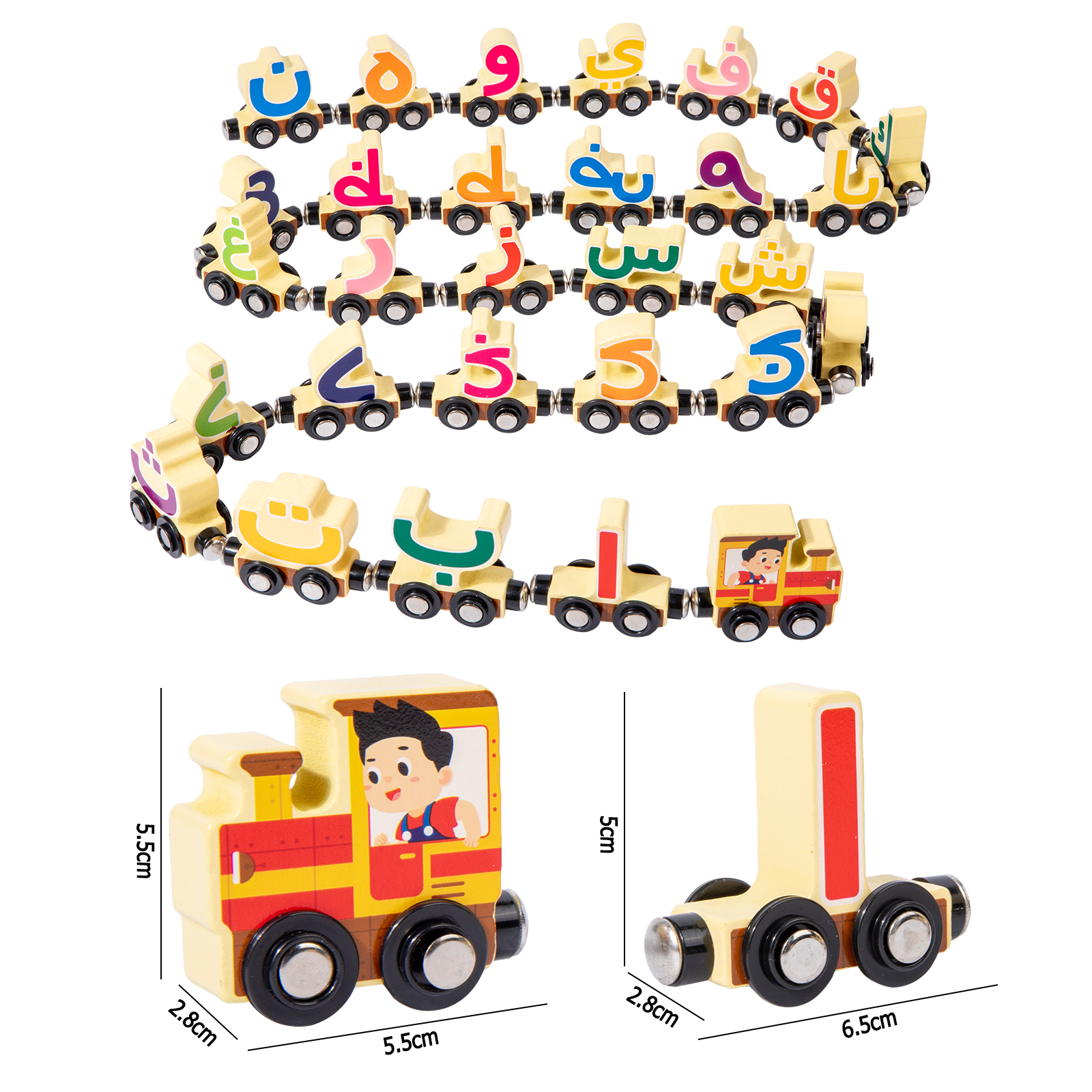 Arabic Letter Learning Game Wooden Train Set Educational Toy for Kids Educational Toy