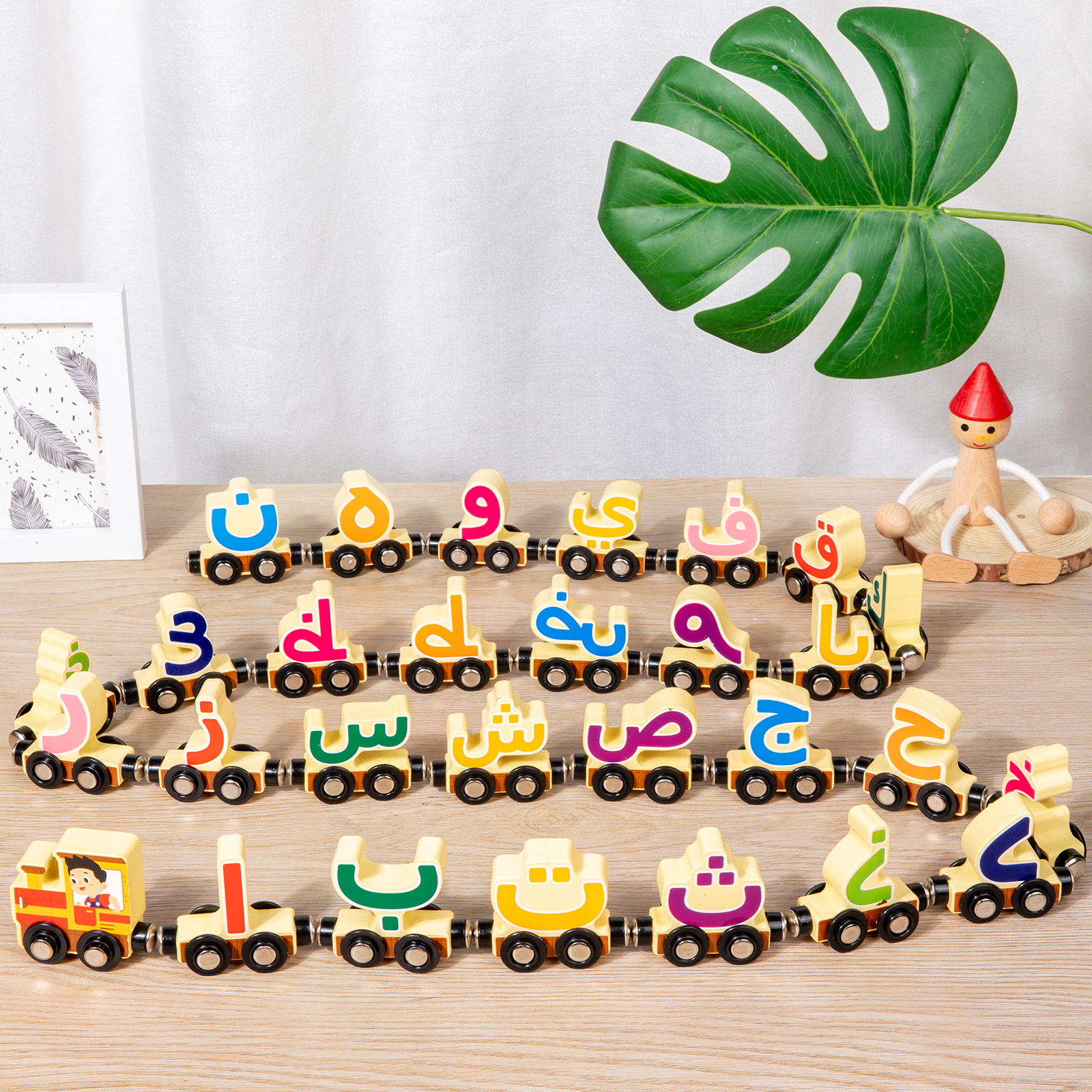 Arabic Letter Learning Game Wooden Train Set Educational Toy for Kids Educational Toy