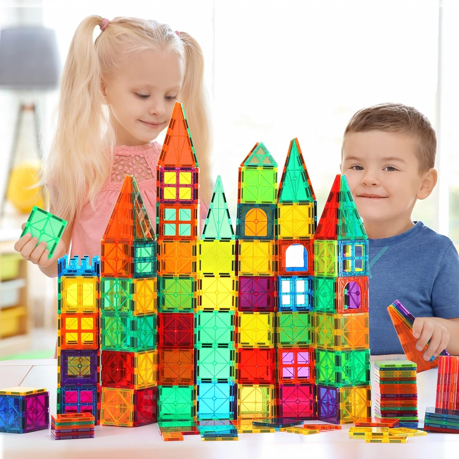 Creative Children Toy Magnetic Tiles Kids Early Education 3D Magnetic Building Tiles Educational Magnetic Building Blocks Tiles