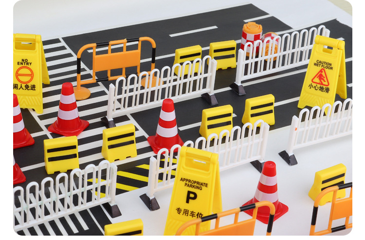 ABS Miniature Model Children Educational Cognitive Toy Urban Traffic Barrier Simulation Props Road Street Parking