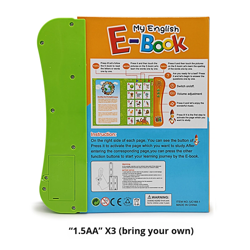Children's Musical Electronic Book Learning Toy-Early Education Smart Plastic Toy with Alkaline AA Battery for 5-7 Years Old