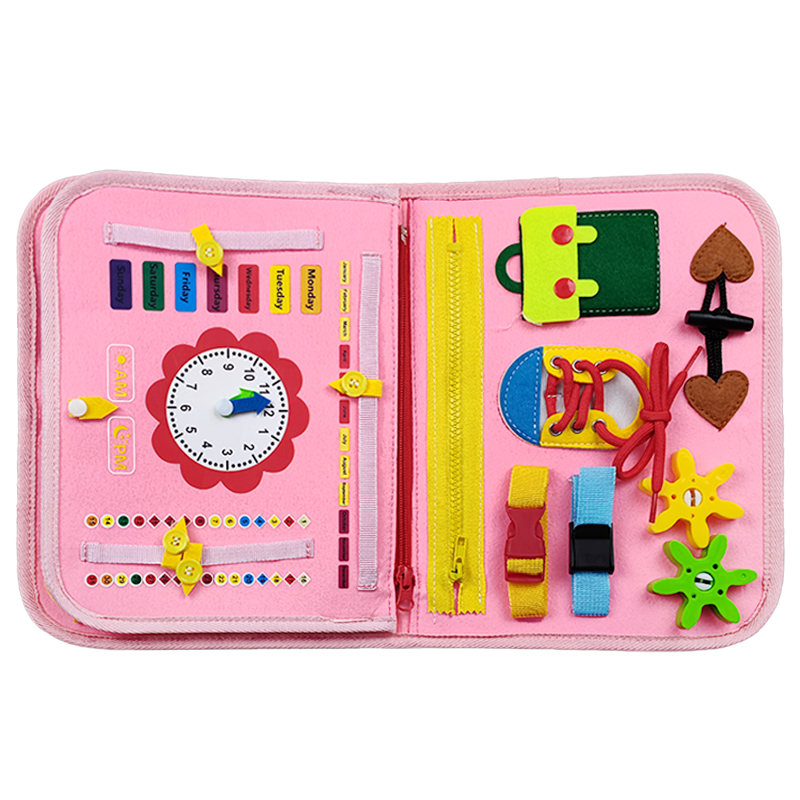 Hot Selling Felt Busy Board Book Early Childhood Montessori Educational Toys Toddler Playboard Latches FUAN B-1 20x28cm for 1-6