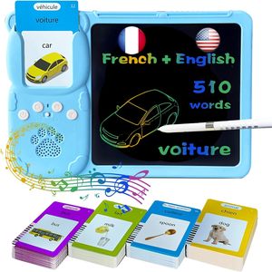 Vocabulary Flash Tablet Kids Bilingual French English Interactive Learning Electronic Board Home Study Preschool Montessori