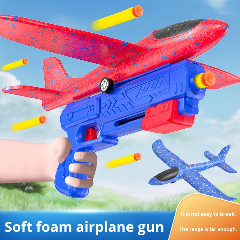 Hot-Selling Ejection Foam Airplane Kite Handheld Launcher Gun Hand Throwing Gift For Children With Light
