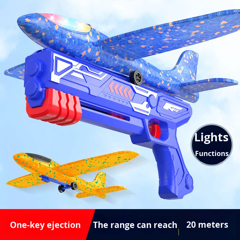 Hot-Selling Ejection Foam Airplane Kite Handheld Launcher Gun Hand Throwing Gift For Children With Light