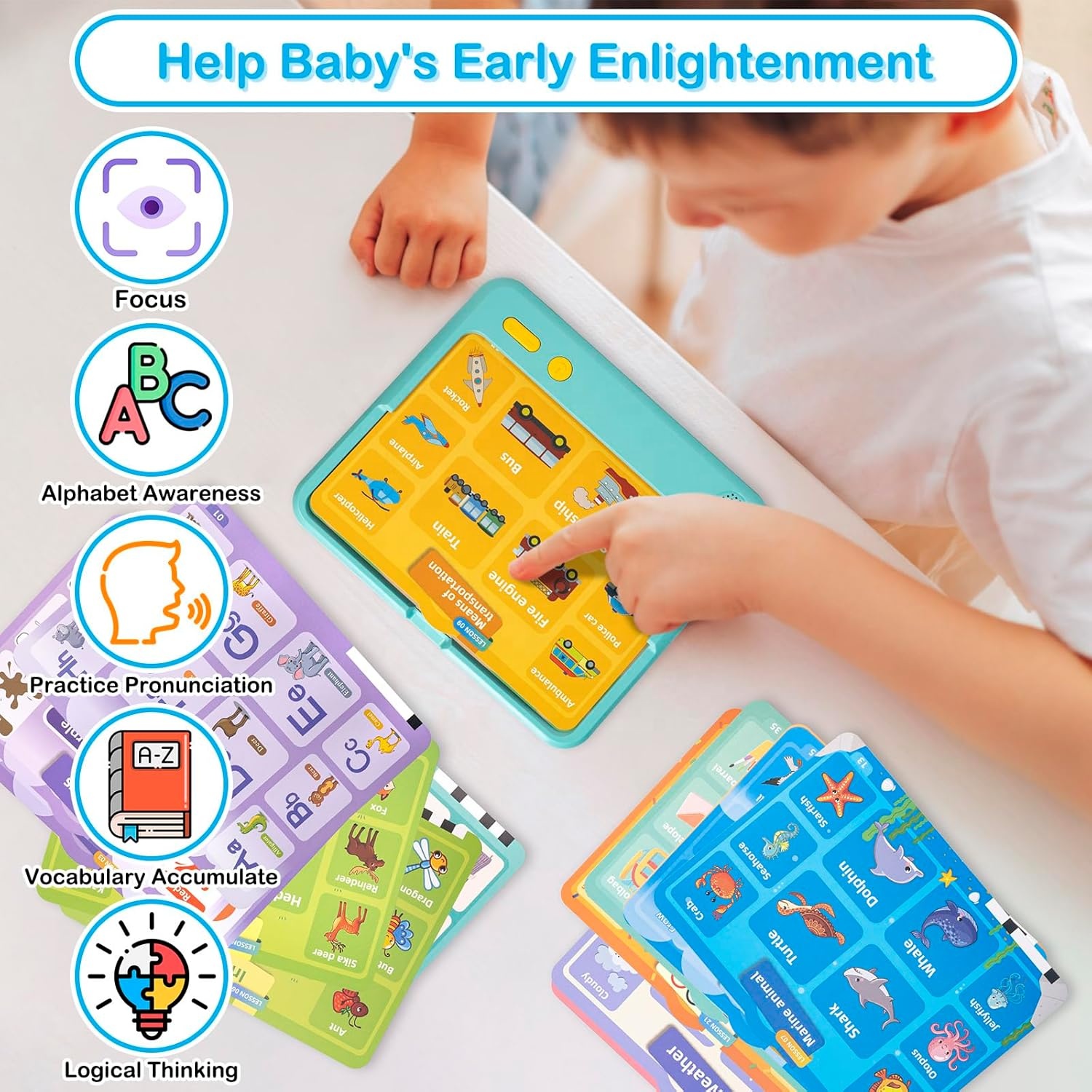 Kids Learning Tablet Educational Learning Toys for Kids To Learn Alphabet, Numbers, Color, Animal, Foods