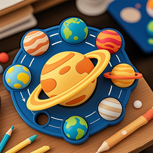 OEM Custom Solar System Toys CE/CPSC Certified Silicone Solar System Toys Motessori Planets for Kids 3+ STEM Space Learning Set