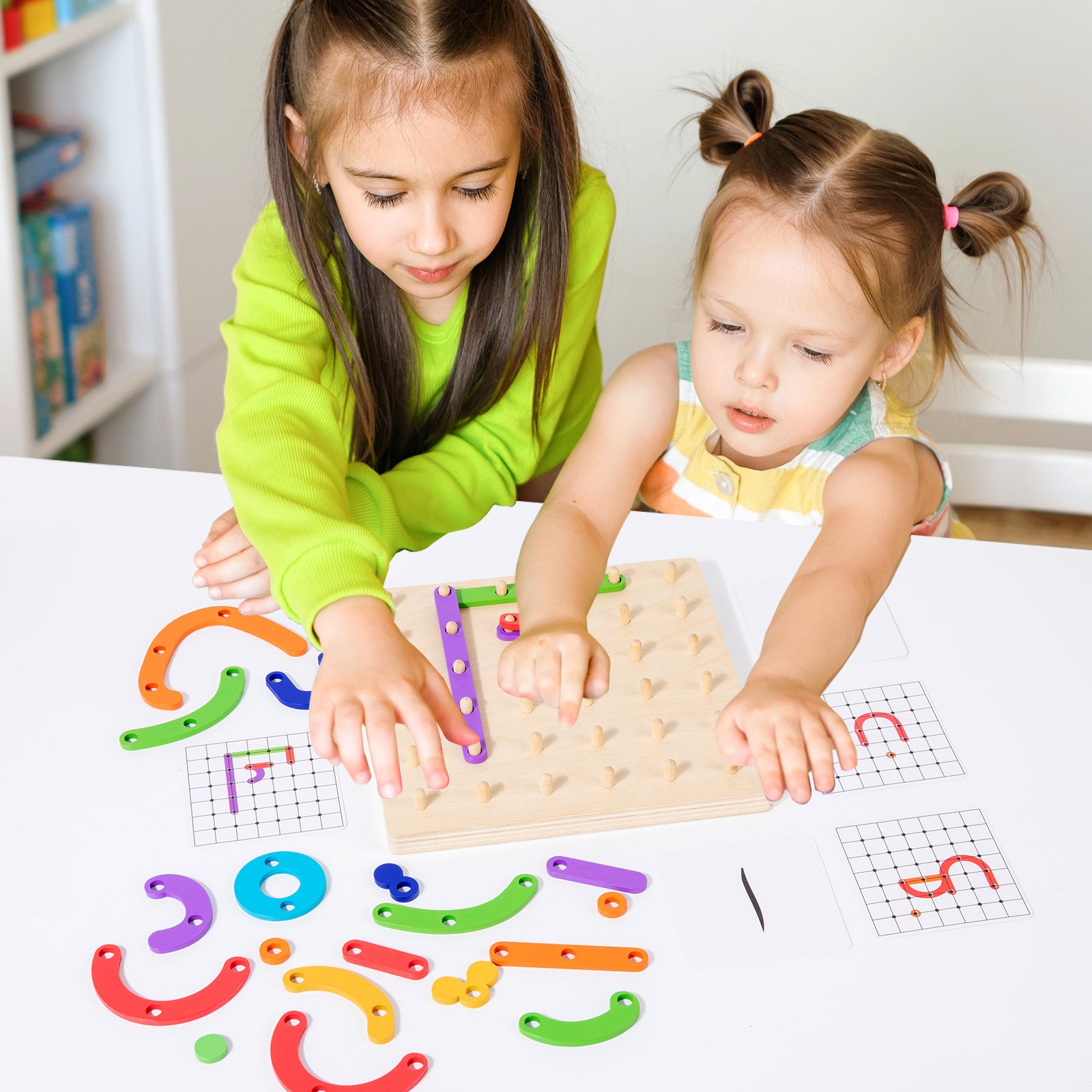 Wooden Arabic Letters Construction Pegboard Educational Toy Alphabet Numbers Early Learning Fine Motor Skill Exercise for Unisex