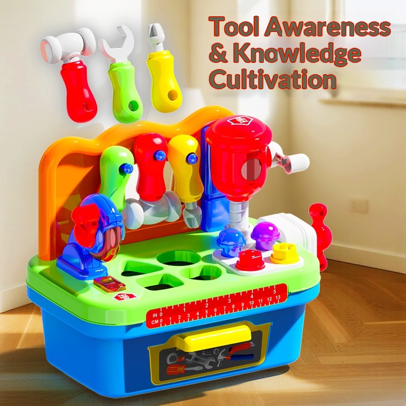 Children's Puzzle Electric Family Tool Table Candy Colored Simulation Electric Drill Disassembly and Assembly Set Toys for Kids