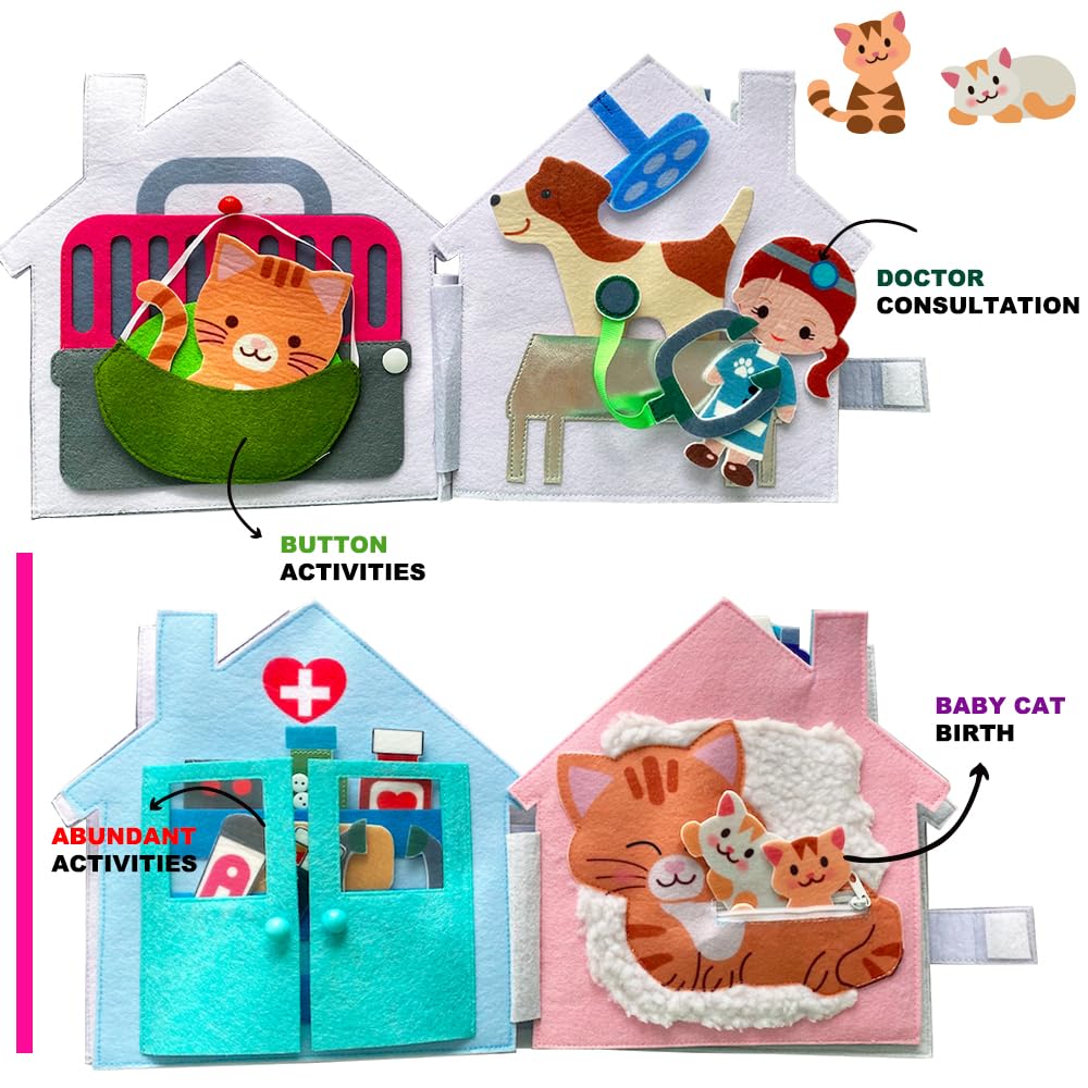 OEM Factory Montessori Quiet Busy Book Felt Educational Toy for Toddler Pet Hospital Child Travel Toy Electronic Pets
