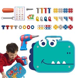 Simulation Screw Toolbox Electric Drill DIY Disassembly Electric Drill Assembly Puzzle Toy Pretend Play Drill Tools Toys Set
