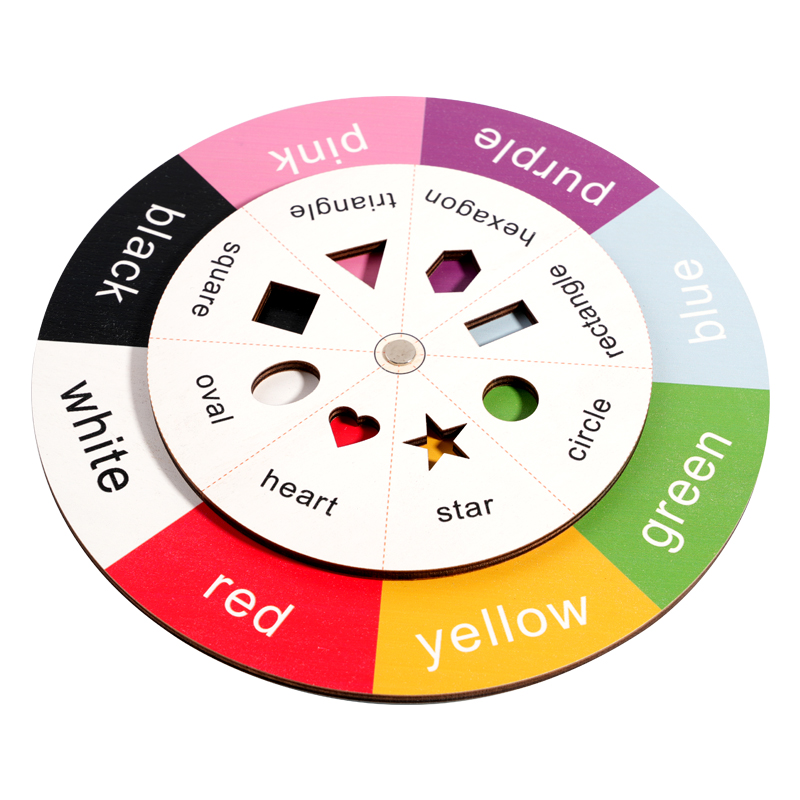 Kids Early Educational Toys Color Shape Spinner Wheel Cognitive Interactive Game Montessori Wooden Turntable Game 3-6 Years