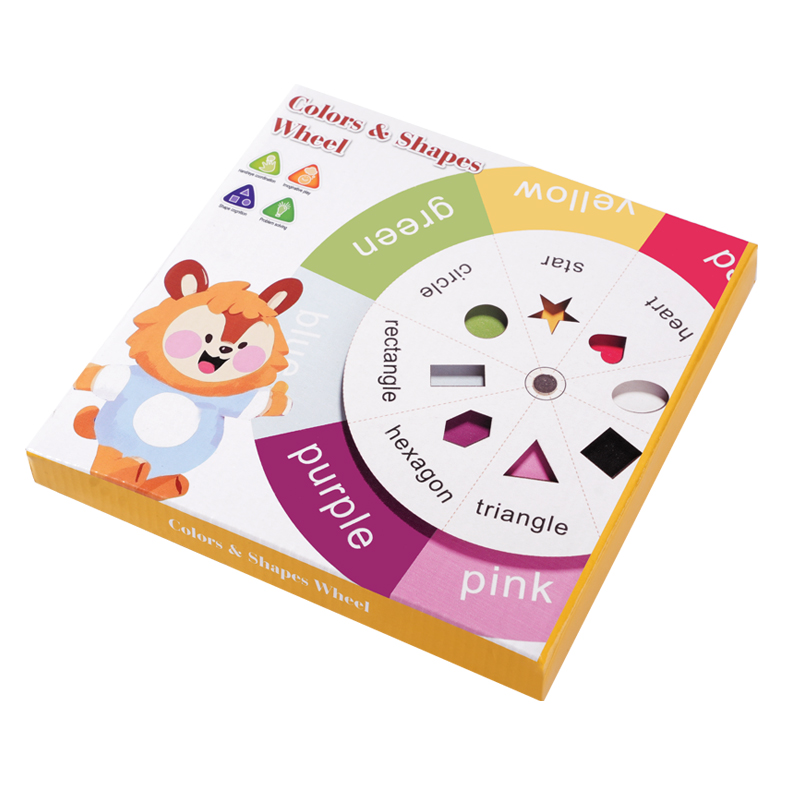 Kids Early Educational Toys Color Shape Spinner Wheel Cognitive Interactive Game Montessori Wooden Turntable Game 3-6 Years