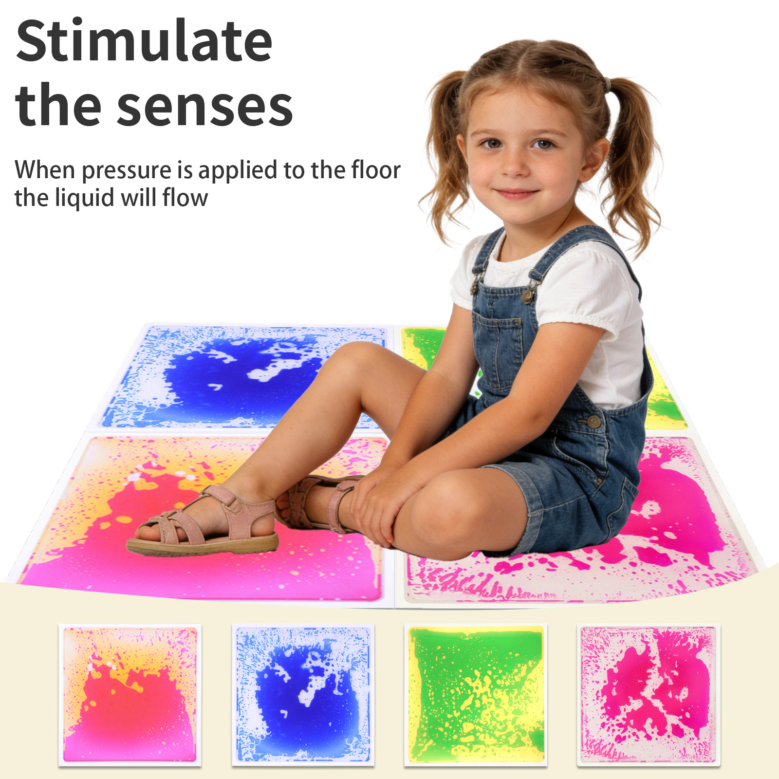 Sensory Tiles Liquid Vibrant Patterned Colorful Educational Toy For Kids 3-12 Years Visual Tactile Sensory Stimulation