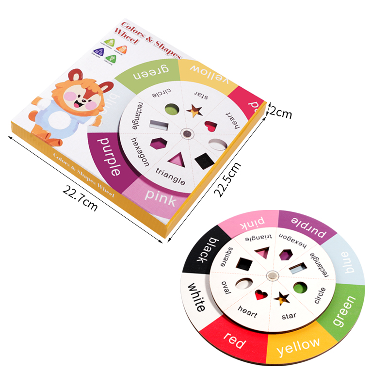 Kids Early Educational Toys Color Shape Spinner Wheel Cognitive Interactive Game Montessori Wooden Turntable Game 3-6 Years