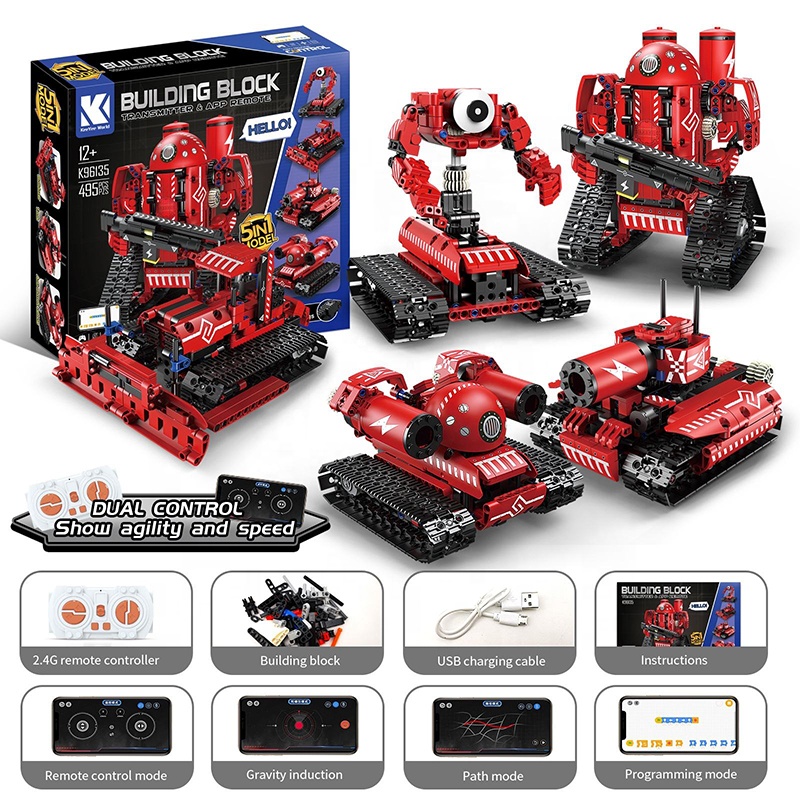 STEM Toy Assemble Rc Remote Control Coding Robotics Kit Toys Educational Learning Programming Brick Construction Toys Set