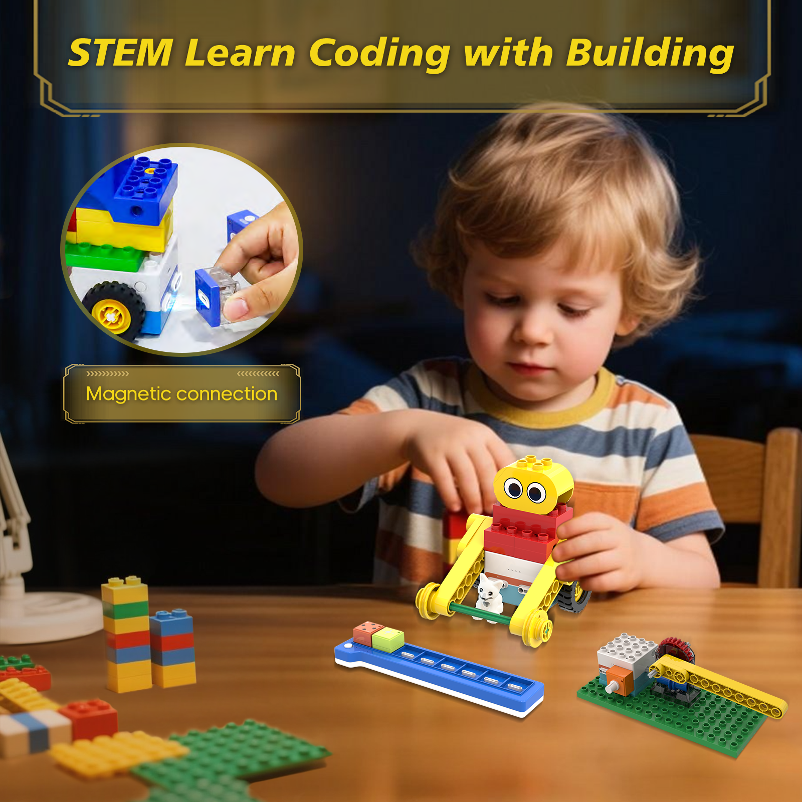 ICBlocks Screen-Free Coding Robot Kit for Kids 3-6, STEM Smart Block Toy, Preschool Educational Robotics Set