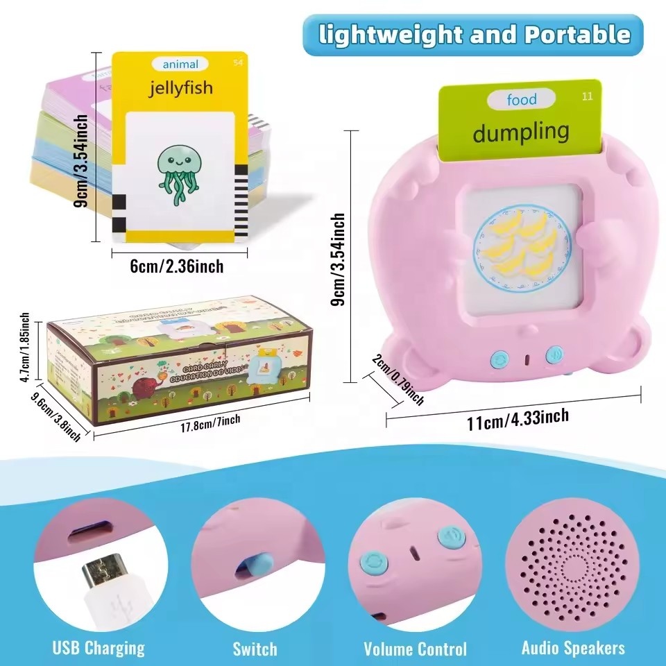 Kids Learning Flashcard Speech Therapy Machine Toy Rechargeable Reader 224 Sight Word Interactive Educational Talking Flash Card