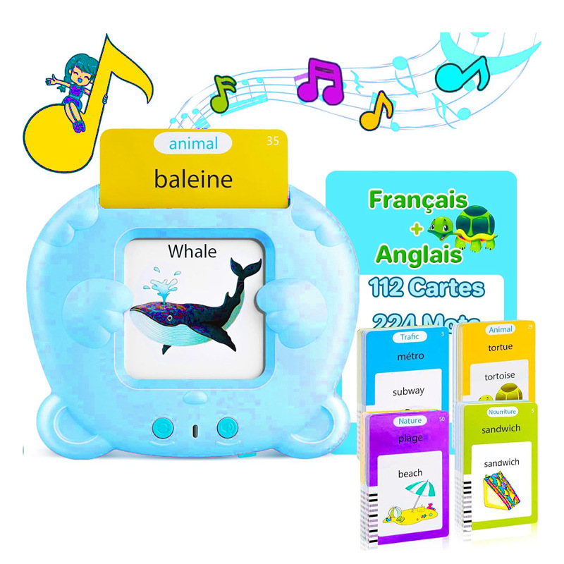 Arabic English French Spanish Talking Flash Card Early Education Machine Learning Toy Customized 112 Pcs Cards 224 Words