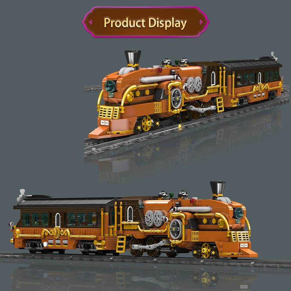 Mould King 12046 New Electric Steampunk Train Model MOC Toys Bricks Puzzle Toys for Children Christmas Gift Building Blocks Sets