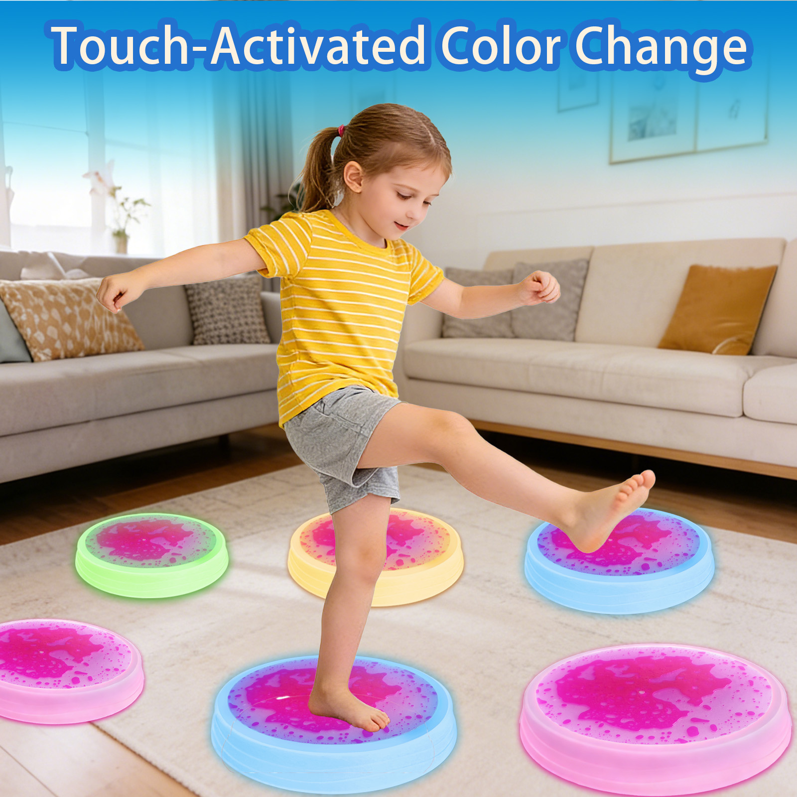 Hot Sale Light-Up LED Stepping Stones For Kids Sensory Training Anti-Slip Toy For Indoor &amp; Outdoor
