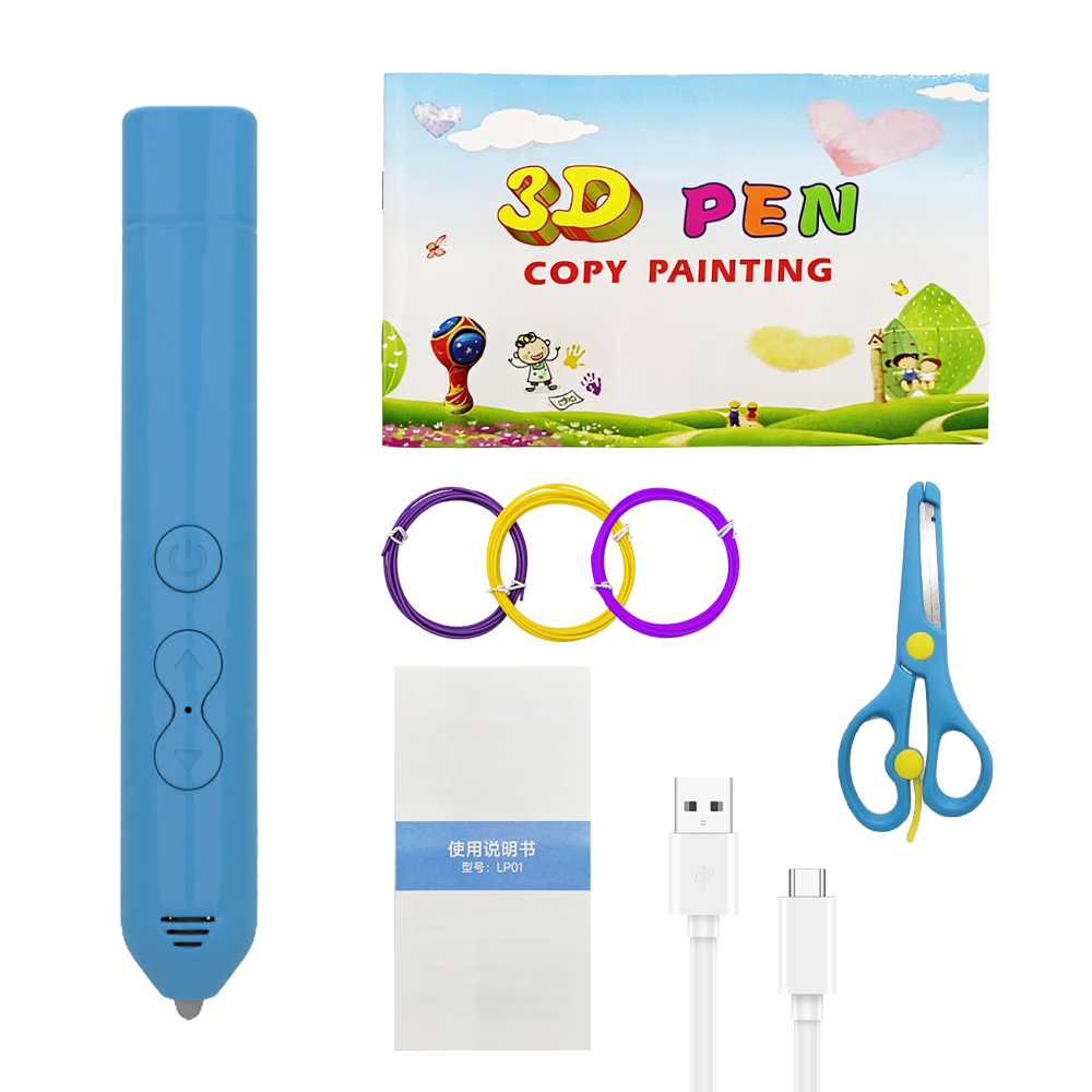 Safe Low Temperature 3D Pen for Kids USB Rechargeable Wireless PCL Filament with Drawing Templates STEM Educational Toy Gift