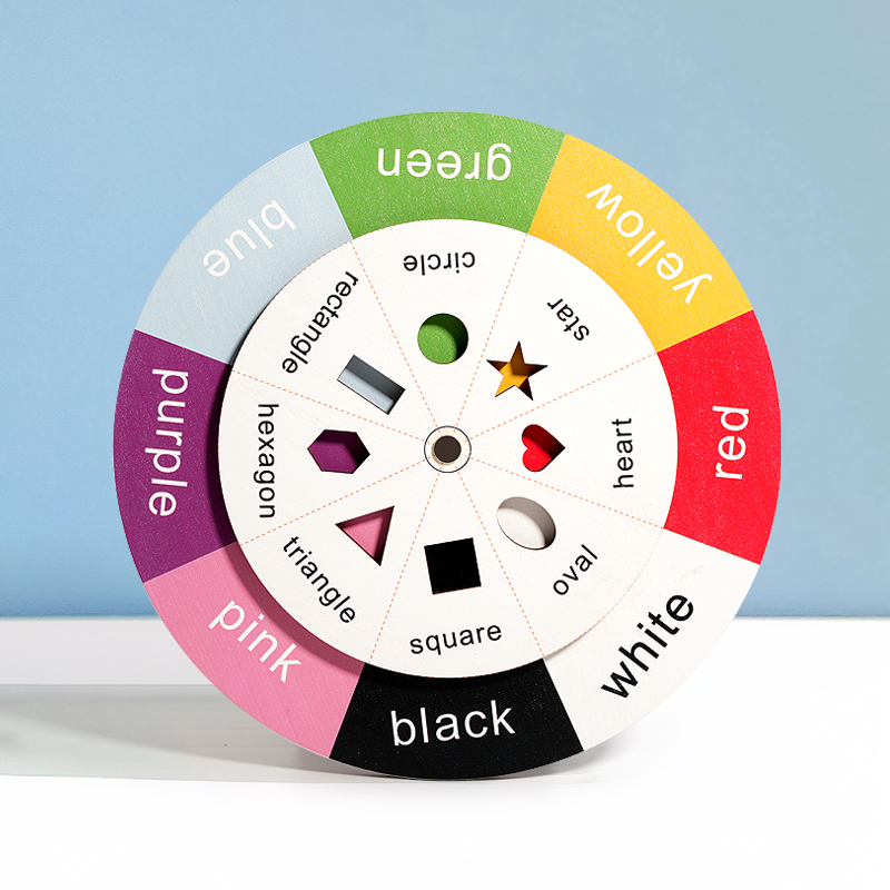 Kids Early Educational Toys Color Shape Spinner Wheel Cognitive Interactive Game Montessori Wooden Turntable Game 3-6 Years