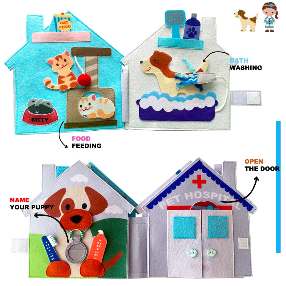 OEM Factory Montessori Quiet Busy Book Felt Educational Toy for Toddler Pet Hospital Child Travel Toy Electronic Pets